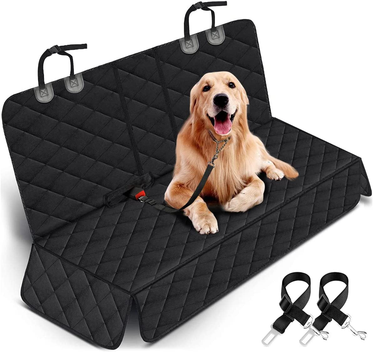Back Seat Cover for Dogs Waterproof Cover Fits Middle Armrest for Most Cars Trucks Suvs - Black